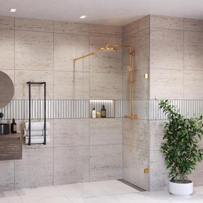 Inloopdouche BWS Portos Geborsteld Messing Goud 100x200 cm Helder Glas 8 mm Nano Coating Inloopdouche BWS Portos Geborsteld Messing Goud 100x200 cm Helder Glas 8 mm Nano Coating