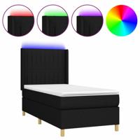 Boxspring met matras en LED stof zwart 90x190 cm - thumbnail