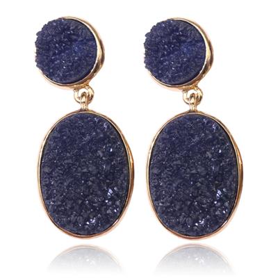 Ovale Deja Oorhangers - Resin Dark Blue Ovale Deja Oorhangers - Resin Dark Blue