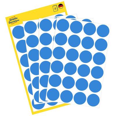 Avery Ronde etiketten diameter 18 mm, blauw, 96 stuks