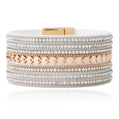 DEJA Brede Armband goudkleurig met kristallen in wit