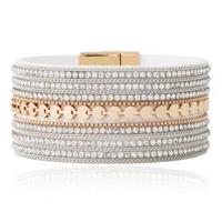 DEJA Brede Armband goudkleurig met kristallen in wit - thumbnail