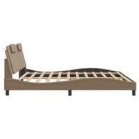 Bedframe met hoofdbord kunstleer cappuccinokleurig 200x200 cm - thumbnail