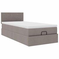 Bed met matras 100x200 cm stof taupe - thumbnail