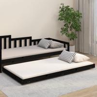 Bedframe massief grenenhout zwart 100x200 cm - thumbnail