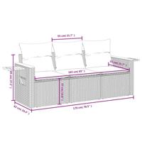 3-delige Loungeset met kussens poly rattan zwart - thumbnail