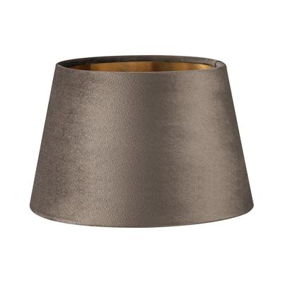 Fluweel - Velvet Lampenkap - Conisch - Grey + goud - Luxe stijl - ø20 x 13 cm - E27 fitting - voor tafellampen - voor woonkamer en eetkamer