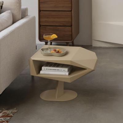 Zuiver Bijzettafel 'North' Resin en staal, 60 x 40cm, kleur Beige