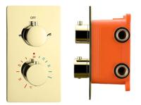 Douchekraan Inbouw Best Design Nancy Thermostaatkraan 2-weg Mat Goud (incl. inbouwdeel) - thumbnail