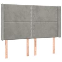 Hoofdbord met randen 147x16x118/128 cm fluweel lichtgrijs - thumbnail