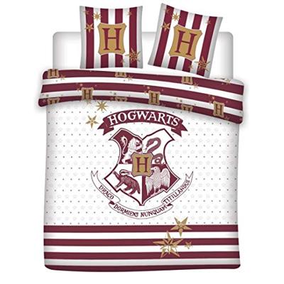 Harry Potter Dekbedovertrek - Hogwarts wit/rood katoen