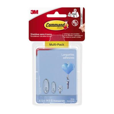 3M Command-strips, multipack Transparant Inhoud: 16 onderdelen 3M Command-strips, multipack Transparant Inhoud: 16 onderdelen