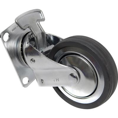 TOOLCRAFT TO-5137929 Zwenkwiel met parkeerrem en schroefplaat 100 mm rubber Draagvermogen (max.): 80 kg