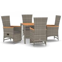 5-delige Tuinset met kussens poly rattan grijs - thumbnail
