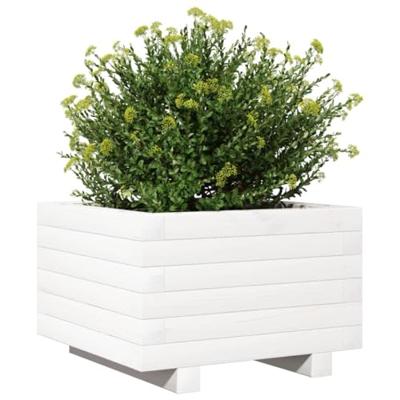 VidaXL Plantenbak 40x40x26,5 cm massief grenenhout wit