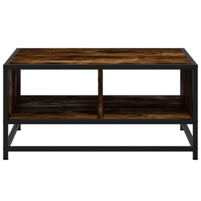 Salontafel 60,5x60,5x30 cm bewerkt hout en metaal gerookt eiken Salontafel 60,5x60,5x30 cm bewerkt hout en metaal gerookt eiken