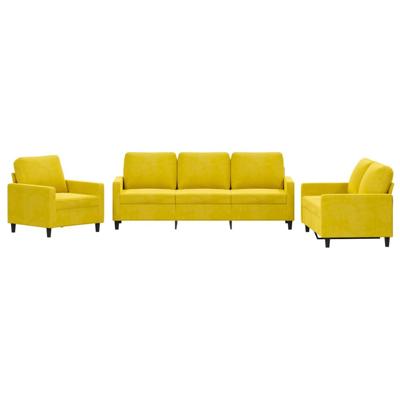 3-delige Loungeset met kussens fluweel geel