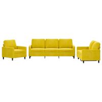 3-delige Loungeset met kussens fluweel geel - thumbnail