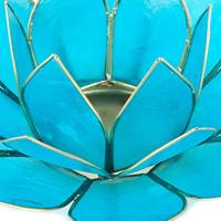 Lotus Sfeerlicht Blauw 5e Chakra Goudrand - thumbnail