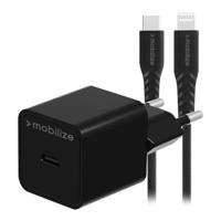 Mobilize Wall Charger USB-C 20W with PD + MFi Lightning Nylon Cable 1.2m Black - thumbnail