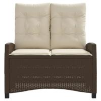 Tuinbankje verstelbaar met kussens poly rattan bruin - thumbnail