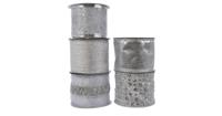 3 stuks! Kerst Lint polyester draad l270 cm en b6.3 cm zilver Decoris - Decoris - thumbnail