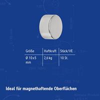 Magneet maul neodymium rond 10x5mm 2.6kg - thumbnail