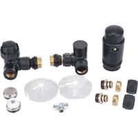 Saqu radiatorkraan zijaansluiting haaks verkeerd links mat zwart - thumbnail