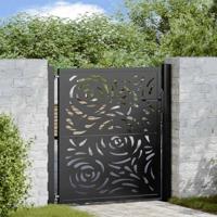 Poort met vlamontwerp 100x100 cm staal zwart - thumbnail