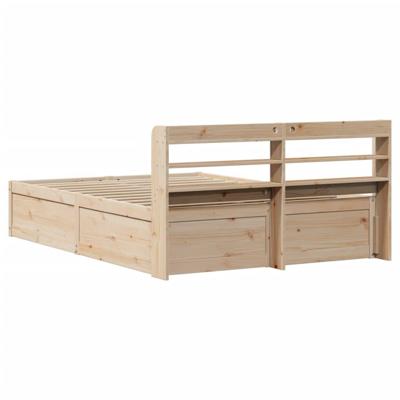 Bedframe met hoofdbord massief grenenhout 140x190 cm - thumbnail