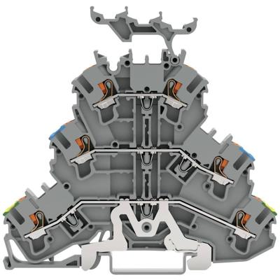 WAGO 2202-3247 Doorgangsklem 3-etages Cage Clamp-aansluiting Grijs 50 stuk(s)