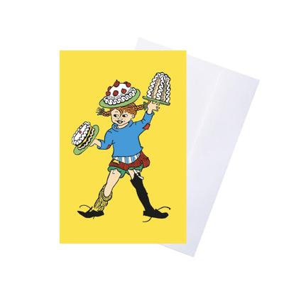 Barbo Toys Pippi wenskaart met envelop - geel (8615)
