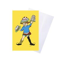Barbo Toys Pippi wenskaart met envelop - geel (8615) - thumbnail