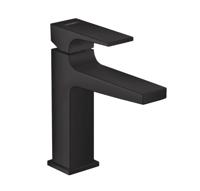 Wastafelmengkraan Metropol HansGrohe Eengreeps 110 met Rechte Greep en Push-Open Afvoer Mat Zwart - thumbnail