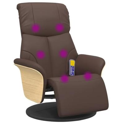 Massagestoel verstelbaar met voetensteun kunstleer bruin