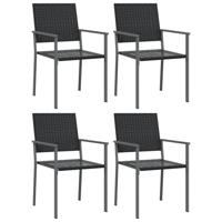 Tuinstoelen 4 st 54x62,5x89 cm poly rattan zwart - thumbnail