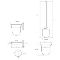 Toiletborstelhouder Sapho X-Steel Hangend 11.5x32.5 cm Geborsteld RVS / Melkglas - thumbnail