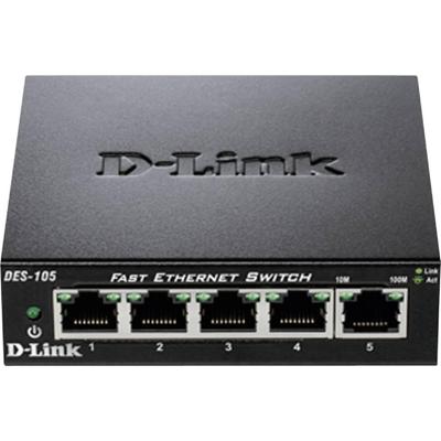 D-Link DES-105 Netwerk switch 5 poorten 100 MBit/s D-Link DES-105 Netwerk switch 5 poorten 100 MBit/s