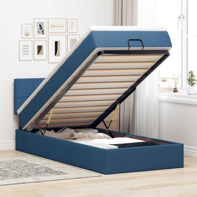 Bed met matras 90x200 cm stof blauw