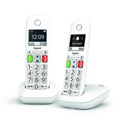 Gigaset E290 Duo Draadloze telefoon, wit, 2 handsets met groot display met achtergrondverlichting, grote knoppen, oproepblokkering