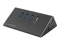 LC Power LC-HUB-ALU-2B-4 LC-HUB-2B-4 USB-hub 3 poorten USB-A USB 3.0 5 GBit/s Zwart - thumbnail