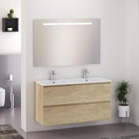 Badmeubelset Excellence Sephia 120x60x46 cm Eikenhout Look (incl Ledspiegel) - thumbnail