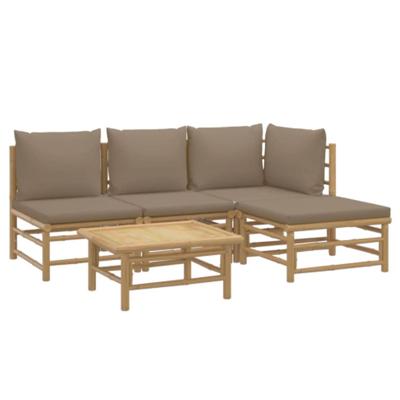 5-delige Loungeset met kussens bamboe taupe
