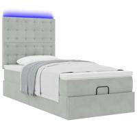Ottoman bed met matrassen en LED's 100x200cm fluweel lichtgrijs - thumbnail