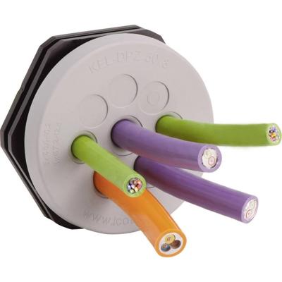 Icotek KEL-DPZ 63/9 Kabeldoorvoeringsplaat Klem-Ø (max.) 22.2 mm Polyamide, Elastomeer Grijs 1 stuk(s)