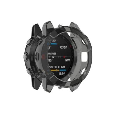 Voor Garmin fenix 6/6 Pro Smart Watch halve dekking TPU beschermhoes (transparant zwart)