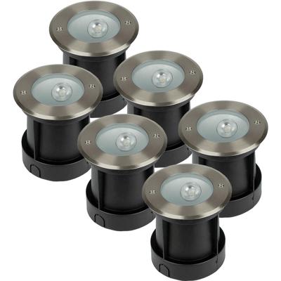 Set van 6 Oblique LED Grondspots buiten - XL Ø15cm - 20° Stralingshoek - 4000K neutraal wit - 8W 350lm - Tuinspot - RVS - IP67 waterdicht Set van 6 Oblique LED Grondspots buiten - XL Ø15cm - 20° Stralingshoek - 4000K neutraal wit - 8W 350lm - Tuinspot - RVS - IP67 waterdicht