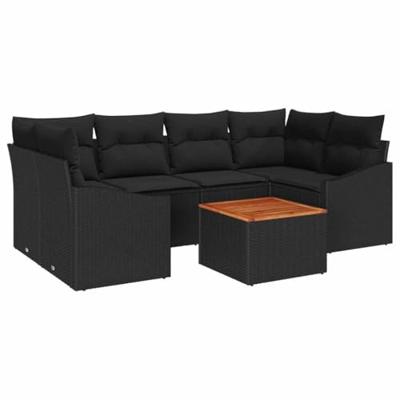 Tuinbankenset met opslag 7 pcs Zwart poly rattan