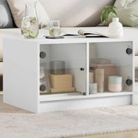 Salontafel met glazen deuren 68x50x42 cm wit - thumbnail