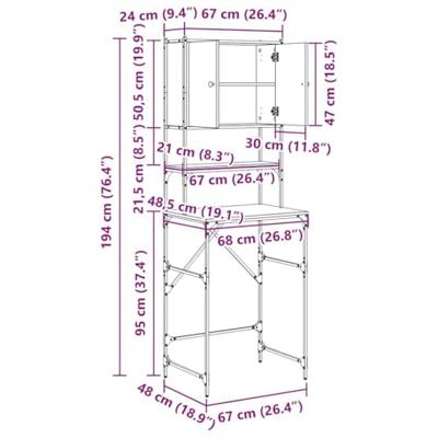 Wasmachinekast Oud hout 68 x 48,5 x 194 cm 1 x Wasmachinekast - thumbnail